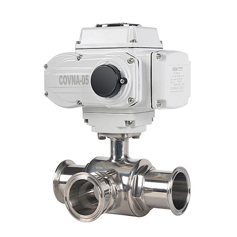 2 inch 4 inches 3 Way Ball Valves Stainless Steel Sanitary Motorized Ball Valve 12V