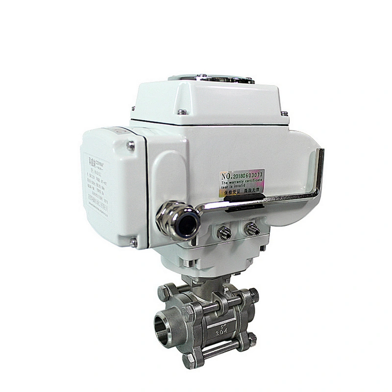 COVNA DN50 2 inch 2 Way 3PCS 1000 WOG 24V DC 304 Stainless Steel Electric Actuated Full Welded Ball Valve