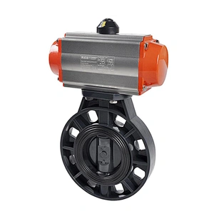 DN50 2 inch Single Acting Flange Pneumatic UPVC Plastic Water Flow Control Butterfly Valve
