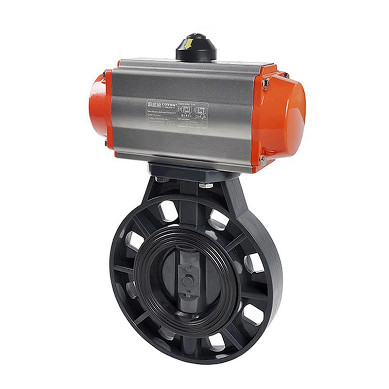 DN50 2 inch Single Acting Flange Pneumatic UPVC Plastic Water Flow Control Butterfly Valve