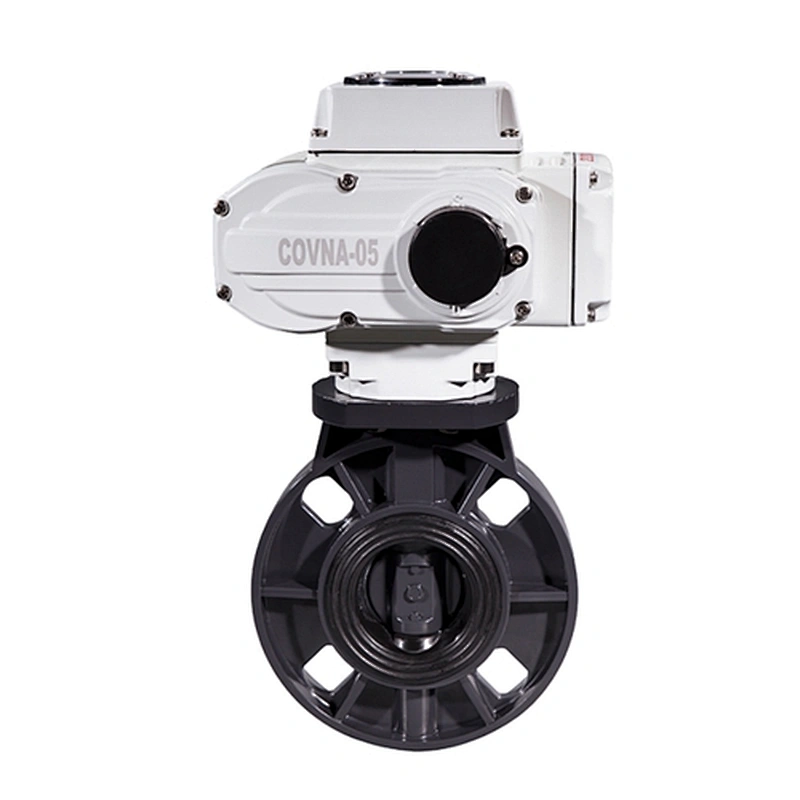 DN50 AC220V Electric Plastic UPVC flange butterfly valve