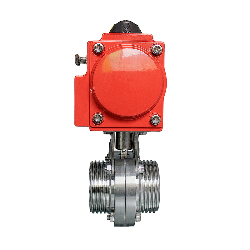COVNA DN40 1.5 inch Viton Seat External Screw Type Thread End SS304 Pneumatic Actuated Sanitary Butterfly Valve