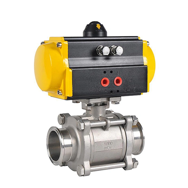 1/2 inch 2 Way 3PC 1000WOG Tri Clamp Stainless Steel Spring Return Pneumatic Actuator Ball Valve