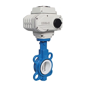 COVNA DN100 PN16 4 inch 12 Volt PTFE Lined Wafer Type Cast Iron Electric Motorized Butterfly Valve