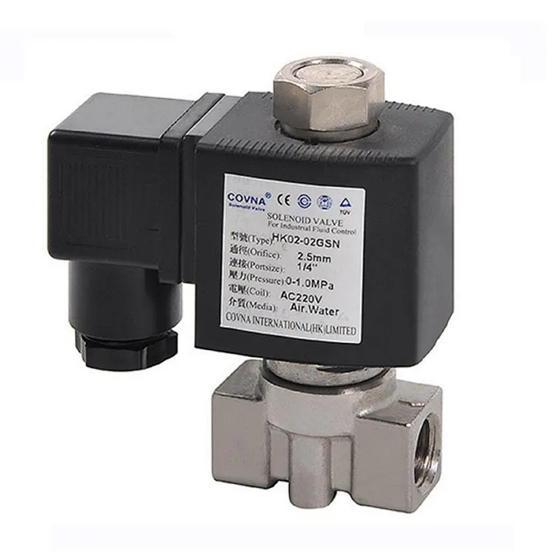 COVNA DN6 1/8 inch NPT Threaded Normally Closed Stainless Steel 2 Way Solenoid Valve