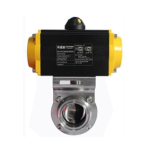 COVNA DN80 3 inch Tri Clamp Food Grade 316 Stainless Steel Pneumatic Actuated Sanitary Butterfly Valve