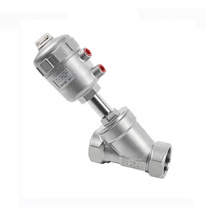 Double Acting DN15 1/2 inch Stainless Steel Pneumatic Water Steam Control Angle Seat Valve