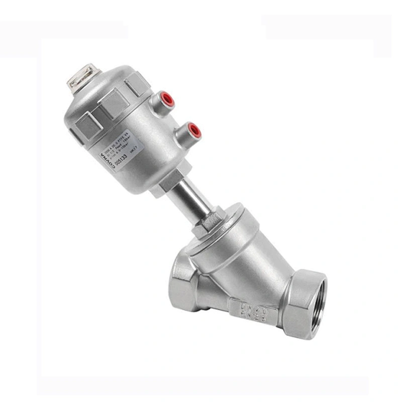 Double Acting DN15 1/2 inch Stainless Steel Pneumatic Water Steam Control Angle Seat Valve