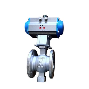 COVNA DN50 2 inch 2 Way V Port Flange Type 316 Stainless Steel Single Acting Pneumatic Actuator Ball Valve