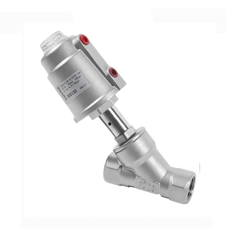 Double Acting DN15 1/2 inch Stainless Steel Pneumatic Water Steam Control Angle Seat Valve
