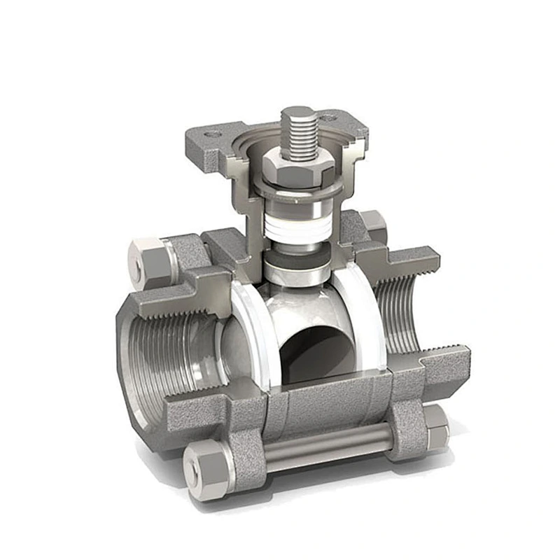 COVNA 50mm 2 inch 2 Way 3 Piece 1000 WOG 220V AC 316 Stainless Steel Electric Actuated Ball Valve