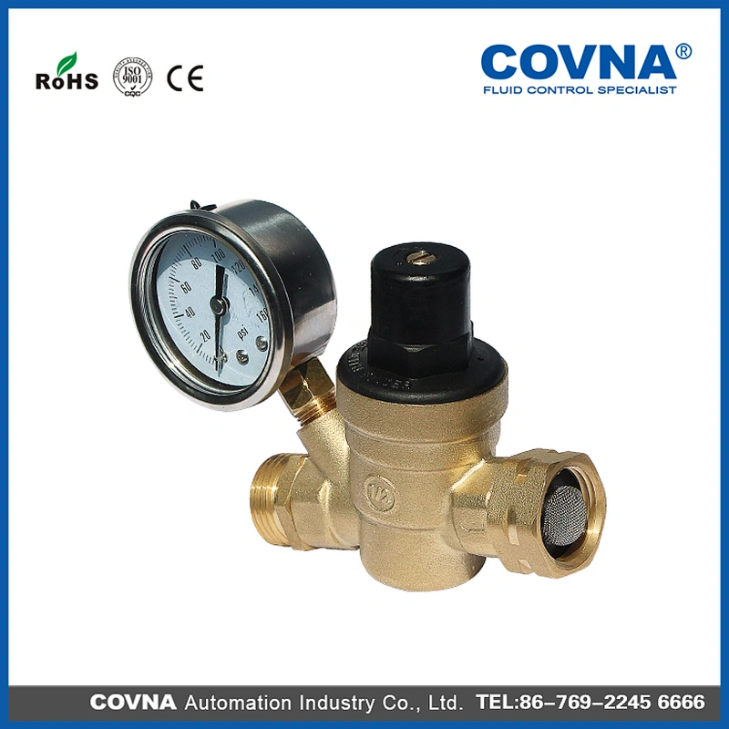 Brass Water Pressure Reducing Valve with Gauge