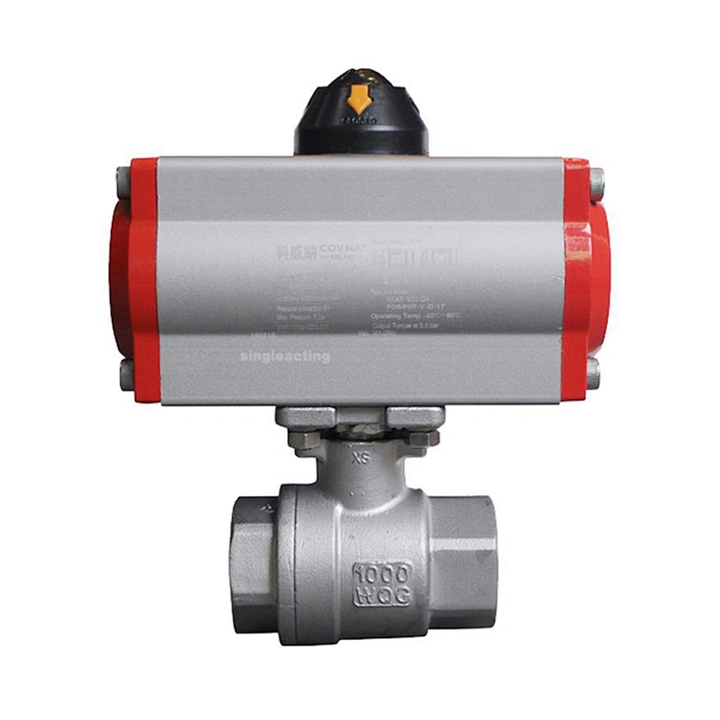 COVNA DN15 1/2 inch 2 Way Female Thread 316 Stainless Steel Double Acting Pneumatic Actuator Ball Valve