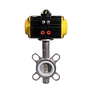 COVNA DN50 2 inch PN16 PTFE Lined Wafer Type Stainless Steel Pneumatic Actuated Butterfly Valve
