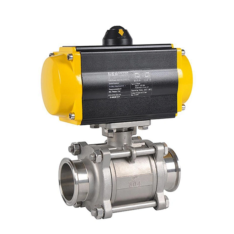 1/2 inch 2 Way 3PC 1000WOG Tri Clamp Stainless Steel Spring Return Pneumatic Actuator Ball Valve