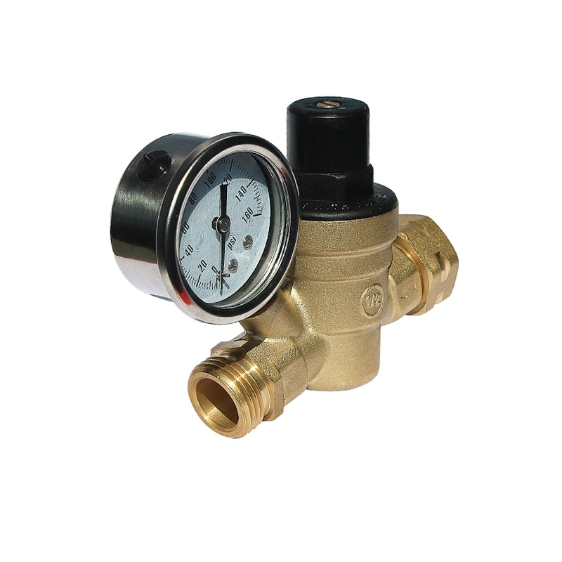 Brass Water Pressure Reducing Valve with Gauge