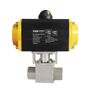COVNA DN25 1 inch 3 Way L Port 3000 PSI High Pressure 304 Stainless Steel Ball Valve with Pneumatic Actuator