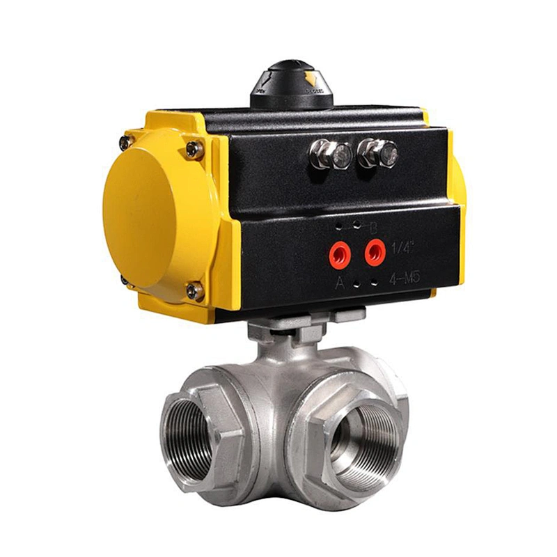 Double Acting Air Steam Flow Control 3 Way Ball Valve with Pneumatic Actuator