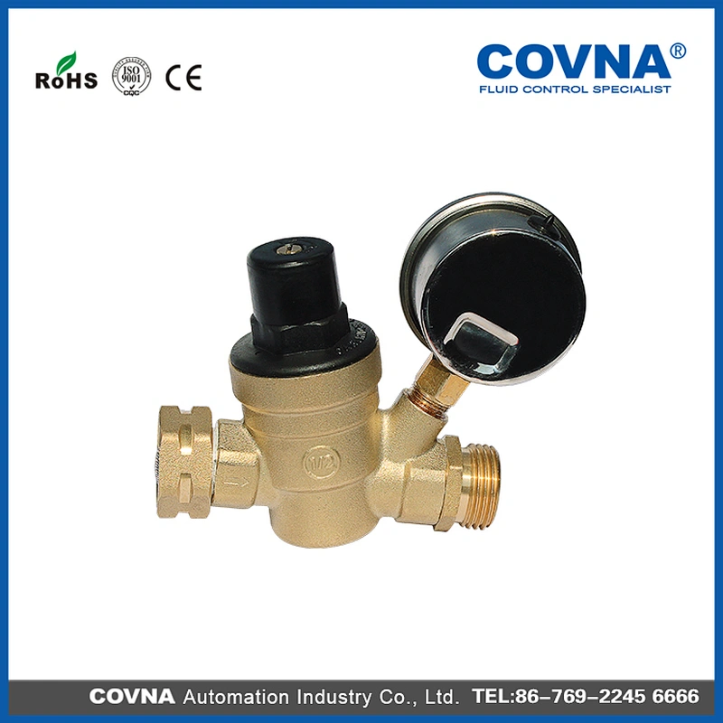 Brass Water Pressure Reducing Valve with Gauge