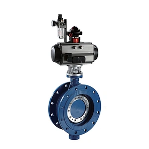 COVNA DN150 6 inch PN16 High Performance Triple Offset Metal Seat Double Flange Cast Iron Pneumatic Actuated Butterfly Valve