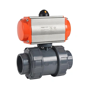 Air Actuator True Union PVC Plastic 2 Ways Pneumatic Control Ball Valve