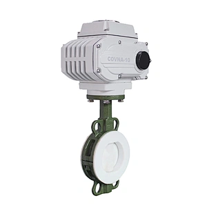 COVNA DN150 PN16 6 inch 12V DC PTFE Lined Wafer Type Cast Steel Motorized Butterfly Valve
