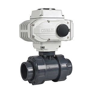 COVNA DN100 4 inch 2 Way 24V DC Motor Operated Plastic PVC True Union Ball Valve