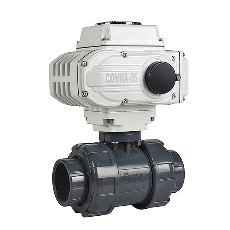 COVNA DN100 4 inch 2 Way 24V DC Motor Operated Plastic PVC True Union Ball Valve