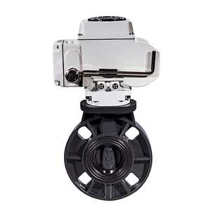 COVNA DN150 6 inch EPDM Rubber Seat Flange Type 110V AC Modulating Electric Actuator PVC Plastic Butterfly Valve