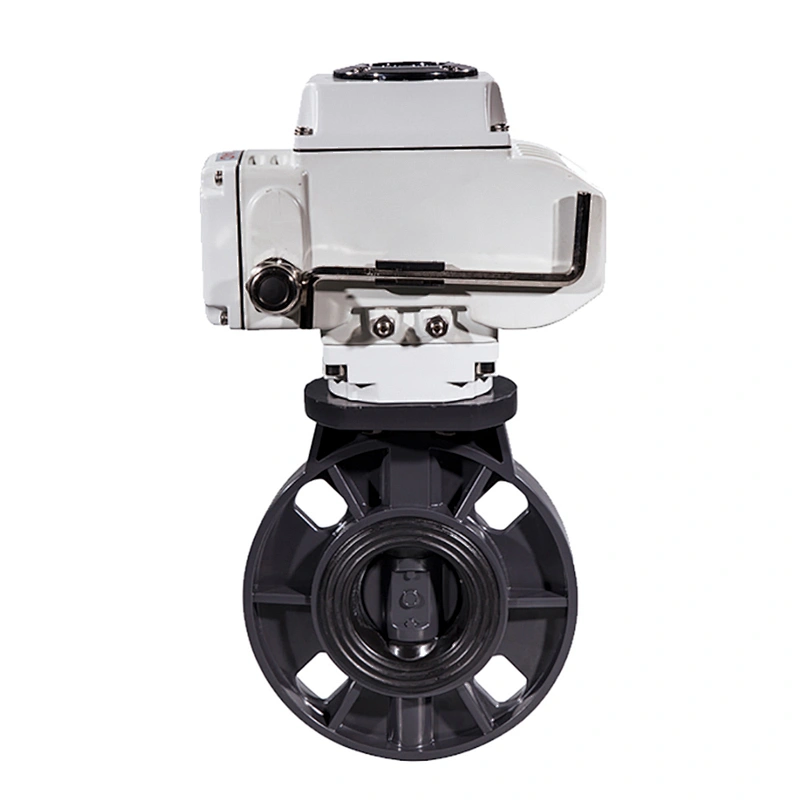 COVNA DN150 6 inch EPDM Rubber Seat Flange Type 110V AC Modulating Electric Actuator PVC Plastic Butterfly Valve