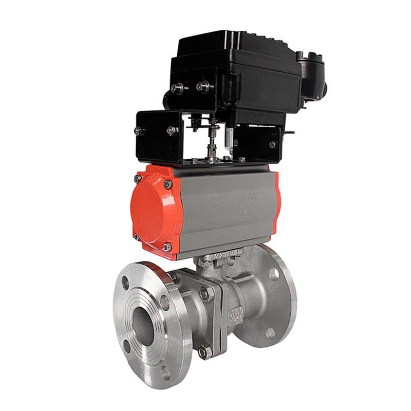 COVNA DN50 2 inch 2 Way 2PC 316 Stainless Steel Pneumatic Actuated Flanged Ball Valve with Pneumatic Positioner