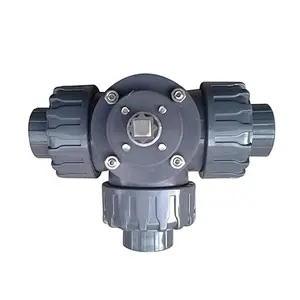 COVNA DN40 1.5 inch Three Way L Port 24V AC Modulating Electric Actuator PVC Plastic True Union Ball Valve