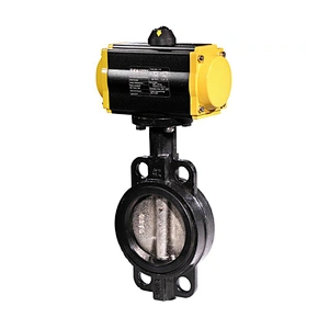 4 inch Cast Iron Wafer Connection Industrial Pneumatic Actuator Butterfly Valve