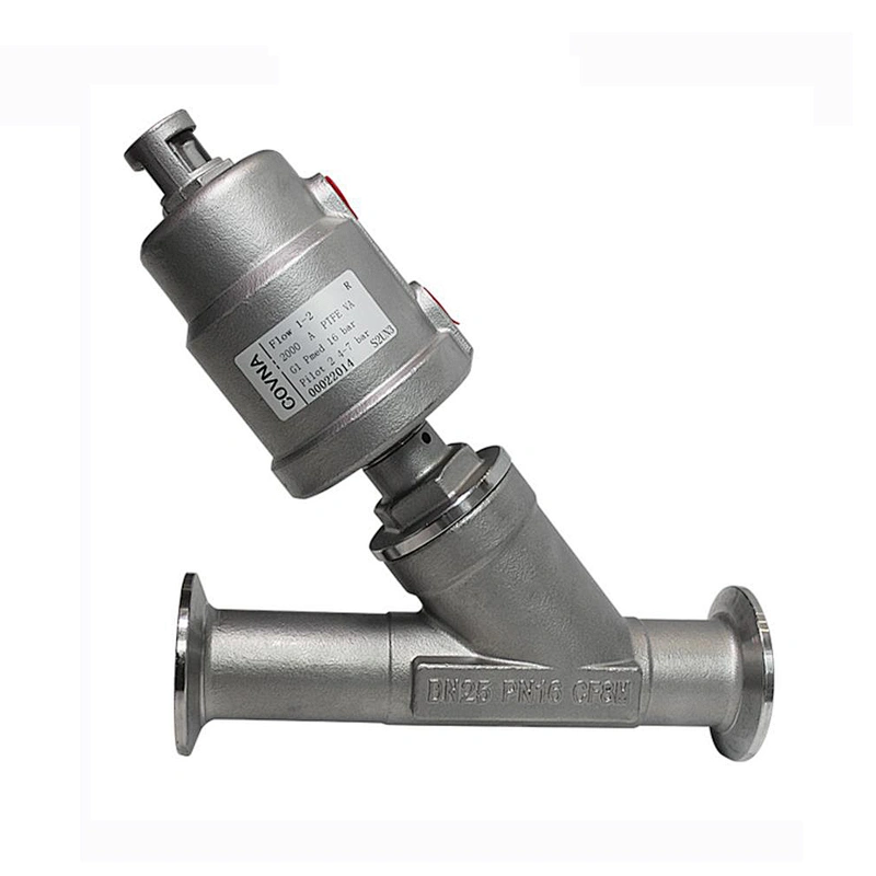 Tri Clamp Two Way Double Acting 1 inch Stainless Steel Water Air Steam Pneumatic Angle Seat Valve