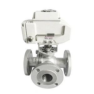 COVNA DN80 3 inch 3 Way L Port 24V DC Flange Type CF8M Stainless Steel Motorized Ball Valve
