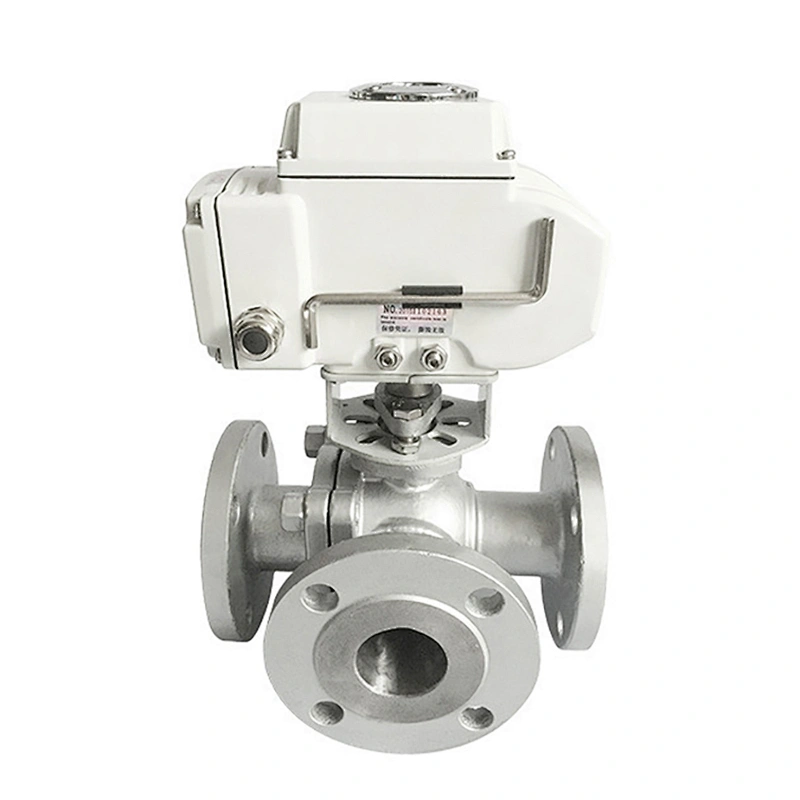 COVNA DN80 3 inch 3 Way L Port 24V DC Flange Type CF8M Stainless Steel Motorized Ball Valve