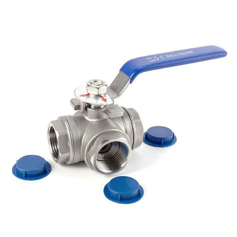 COVNA DN50 2 inch 3 Way L Port 1000 WOG Female Thread CF8M Stainless Steel Handle Ball Valve