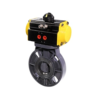 DN50 2 inch Single Acting Flange Pneumatic UPVC Plastic Water Flow Control Butterfly Valve