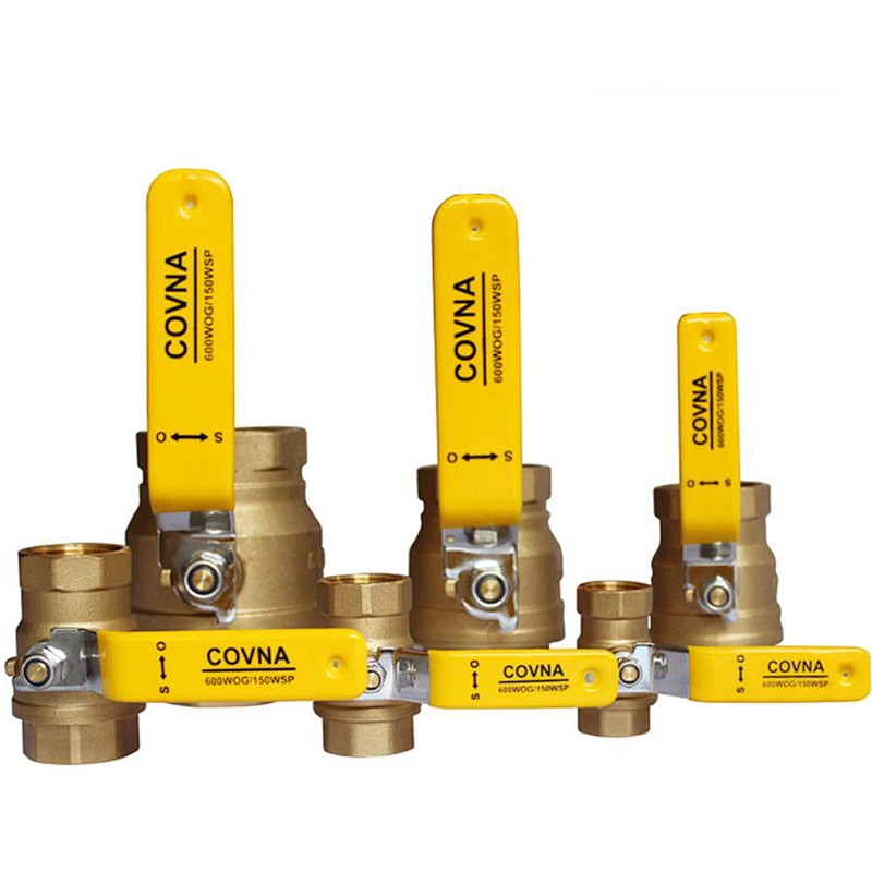 COVNA DN25 1 inch 2 Way Full Port 300 WOG NPT Threaded Brass Lockable Ball Valve with Lever Handle