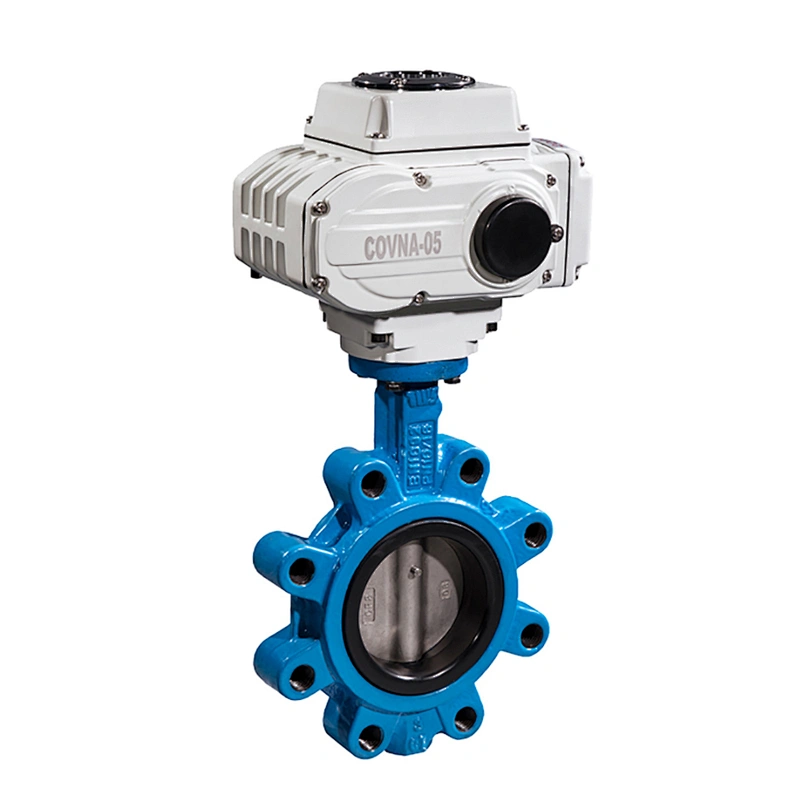COVNA DN50 2 inch ANSI Class 150 EPDM Rubber Seat Lug Type Cast Steel 12 Volt Modulating Electric Actuator Butterfly Valve