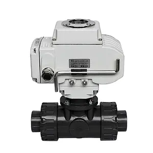 COVNA 50mm Three Way Threaded 12V PVC Plastic Motorized Ball Valve