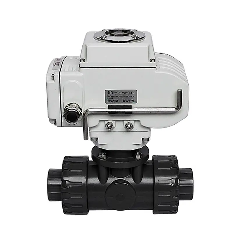 COVNA 50mm Three Way Threaded 12V PVC Plastic Motorized Ball Valve
