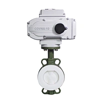 COVNA DN150 PN16 6 inch 12V DC PTFE Lined Wafer Type Cast Steel Motorized Butterfly Valve