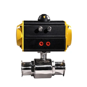 DN25 Double Acting 2 Way Tri Clamp Sanitary Food Grade Stainless Steel Water Pneumatic Actuator Ball Valve