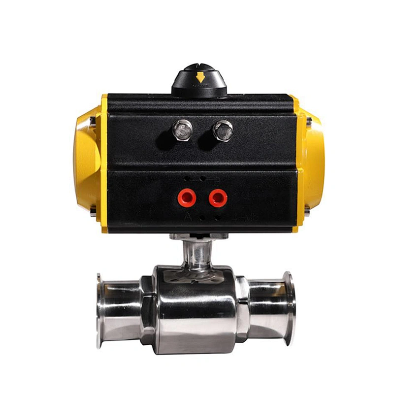 DN25 Double Acting 2 Way Tri Clamp Sanitary Food Grade Stainless Steel Water Pneumatic Actuator Ball Valve