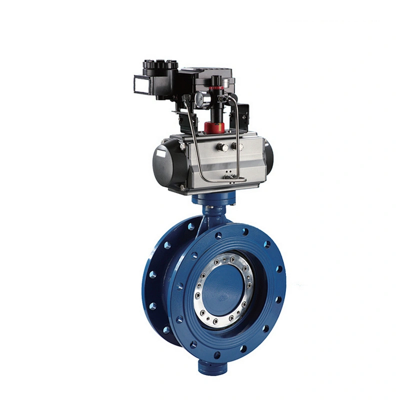 COVNA DN150 6 inch PN16 High Performance Triple Offset Metal Seat Double Flange Cast Iron Pneumatic Actuated Butterfly Valve