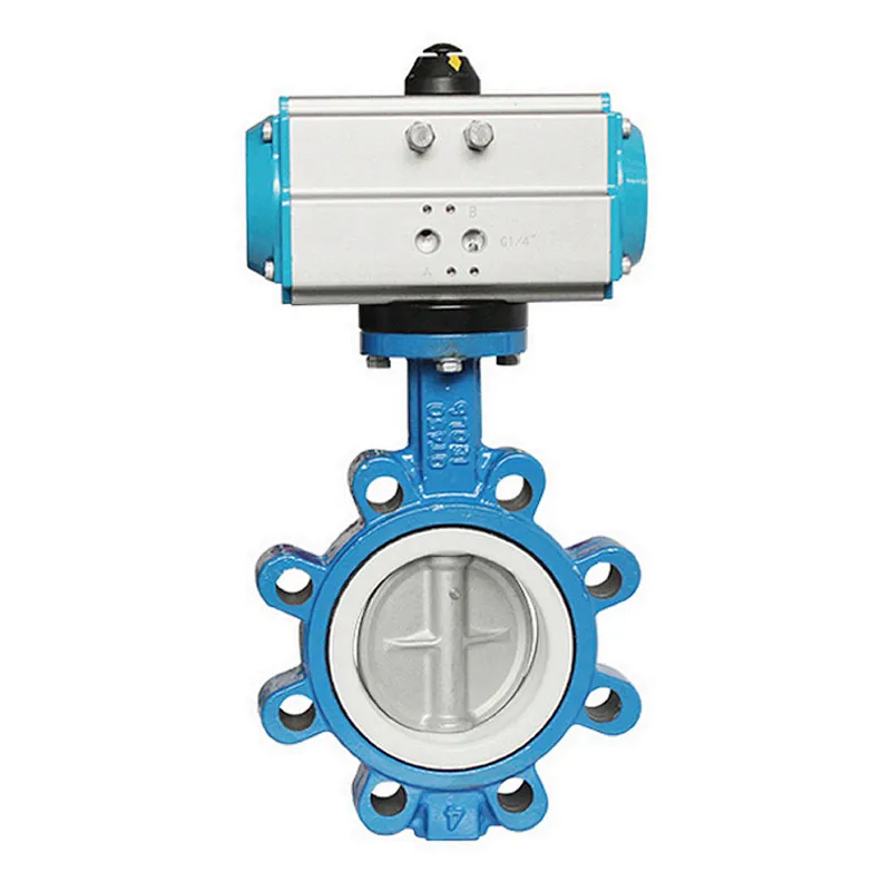 COVNA DN80 3 inch ANSI Class 150 PTFE Seat Semi Lug Style Cast Iron Pneumatic Actuated Butterfly Valve