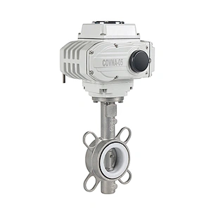 COVNA DN100 4 inch PN16 24VAC PTFE Seat Wafer Type 304 Stainless Steel Motor Operated Butterfly Valve
