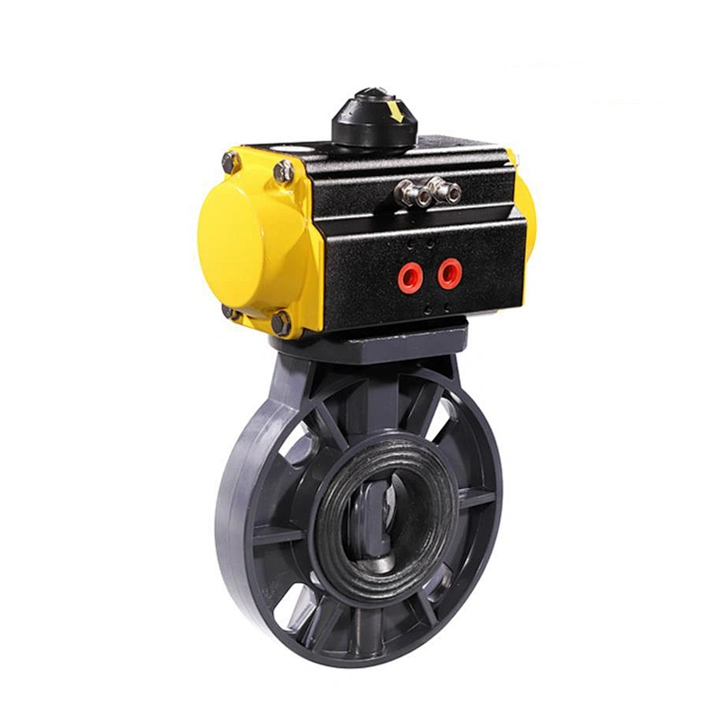 DN50 2 inch Single Acting Flange Pneumatic UPVC Plastic Water Flow Control Butterfly Valve