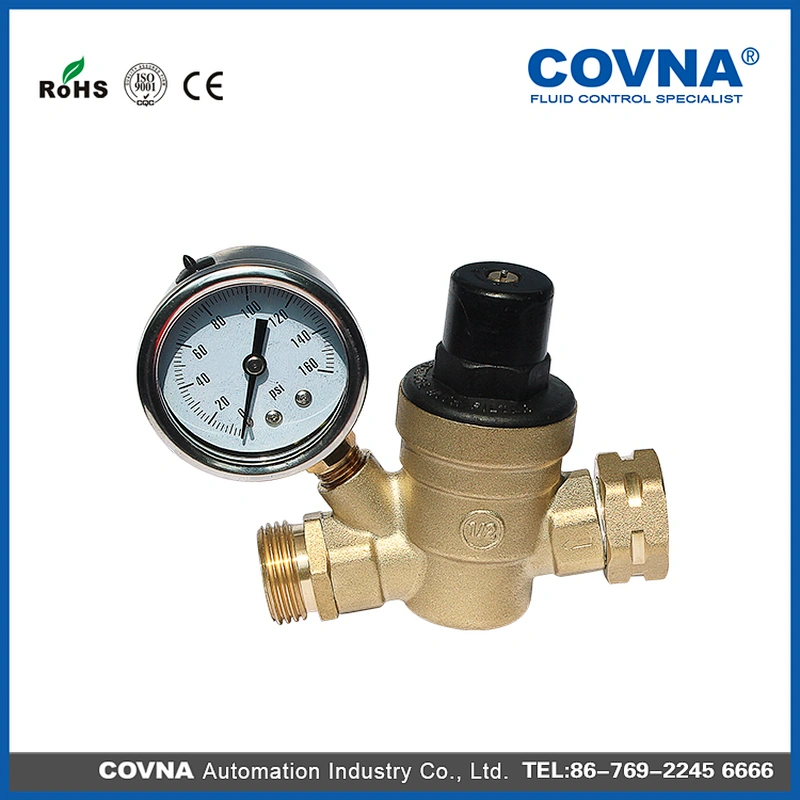 Brass Water Pressure Reducing Valve with Gauge